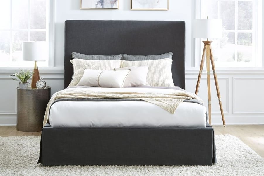 Modus Bedroom Cheviot Upholsteredskirted Storage Panel Bed In Iron CBB3J73