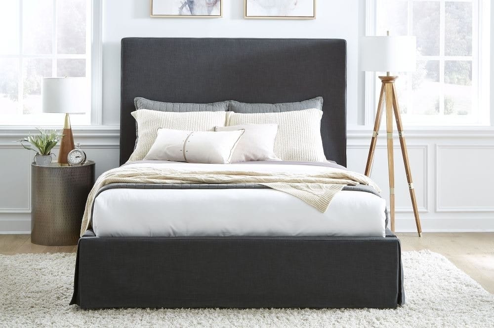Modus Bedroom Cheviot Upholsteredskirted Storage Panel Bed In Iron CBB3J73