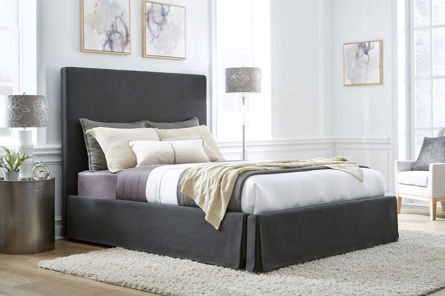Modus Bedroom Cheviot Upholsteredskirted Storage Panel Bed In Iron CBB3J73