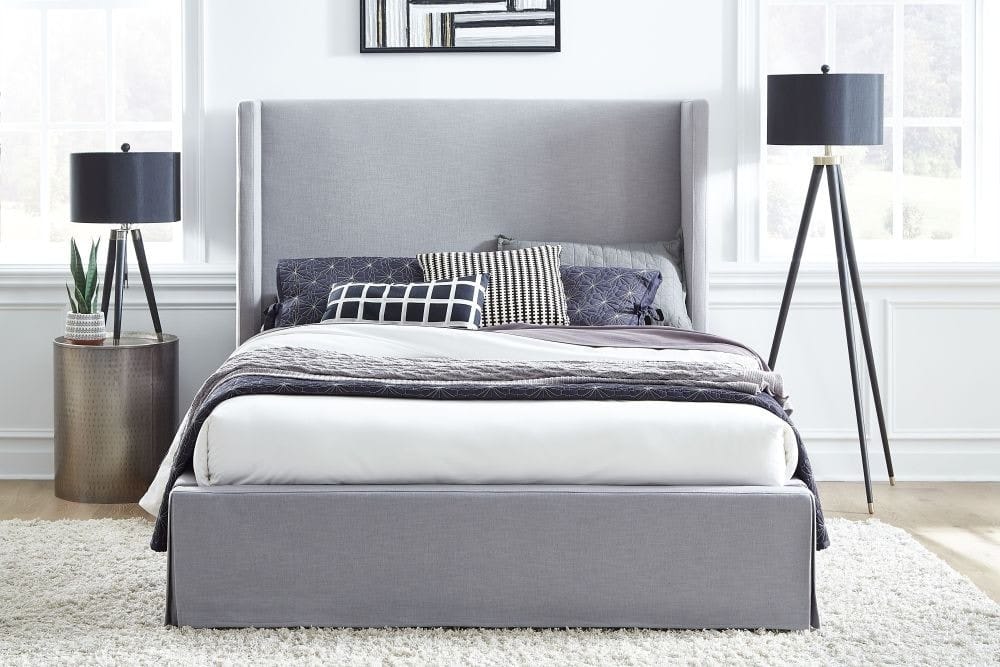 Modus Bedroom Cresta Skirted Footboard Storage Panel Bed In Fog CBA9J72