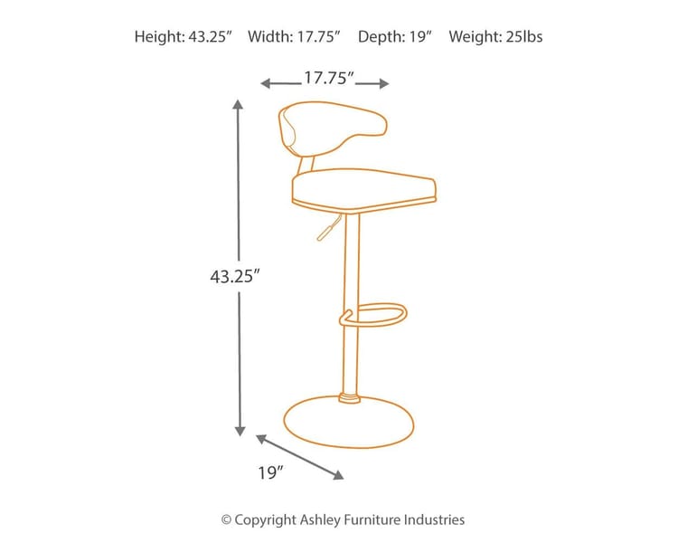 Ashley Bar and Game Room Tall UPH Swivel Barstool (QTY 2) D120-330