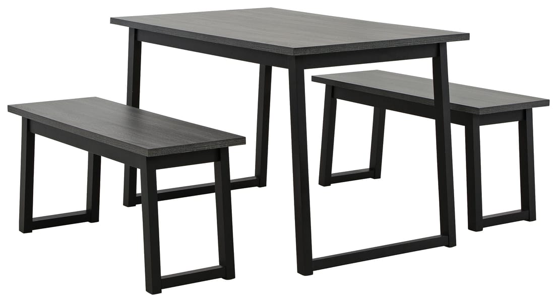 Ashley Dining Room Garvine Dining Table and Benches (Set of 3) D161-125