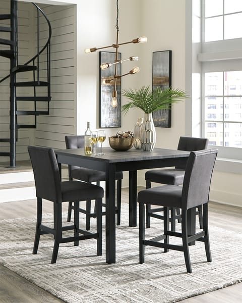 Bar and Game Room Garvine Counter Height Dining Table and Bar Stools (Set of 5)