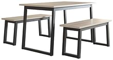 Ashley Dining Room Waylowe Dining Table and Benches (Set of 3) D201-125