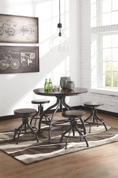 Ashley Dining Room Odium Counter Height Dining Table and Bar Stools (Set of 5) D284-223