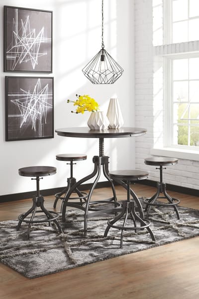 Ashley Dining Room Odium Counter Height Dining Table and Bar Stools (Set of 5) D284-223