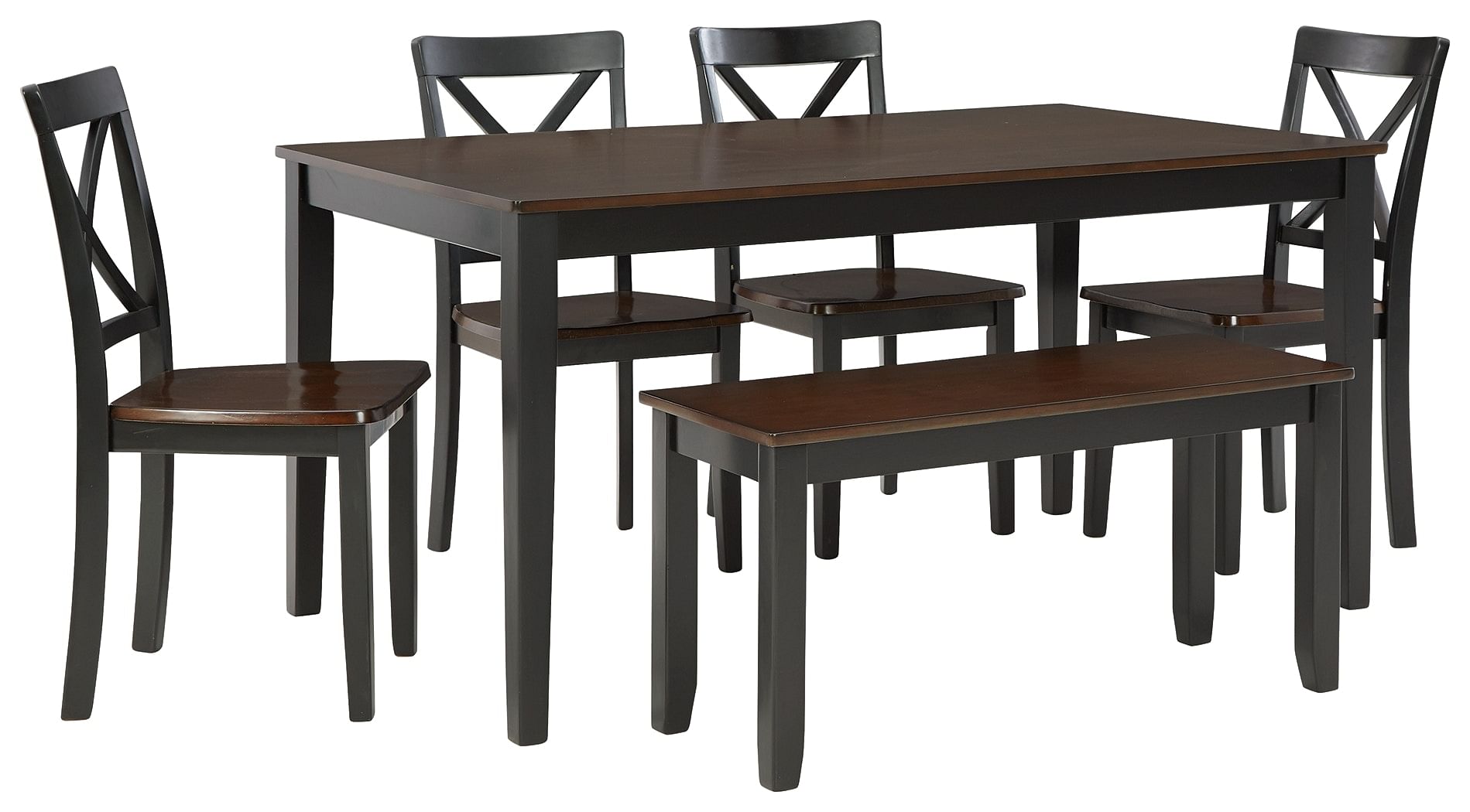 Ashley Dining Room Larsondale Dining Table and Chairs with Bench (Set of 6) D379-325