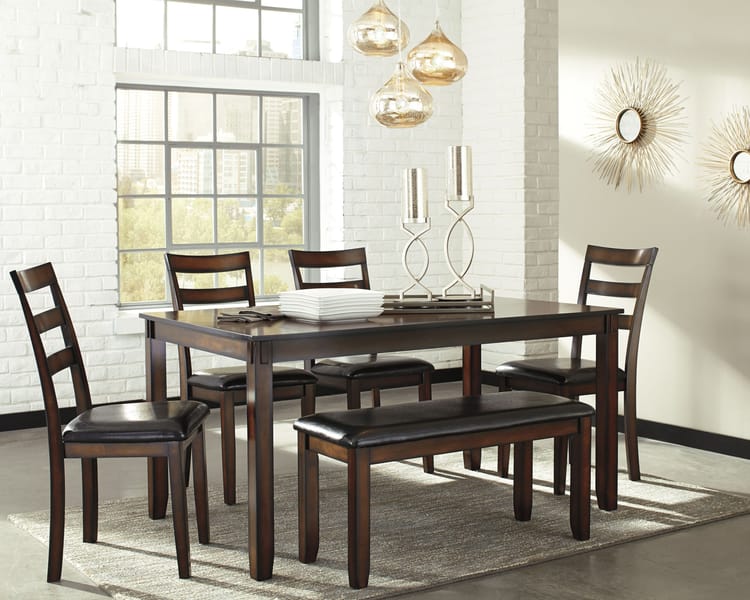 Ashley Dining Room Coviar Dining Table and Chairs with Bench (Set of 6) D385-325
