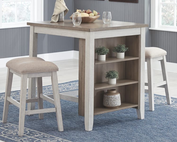 Ashley Bar and Game Room Skempton Counter Height Dining Table and Bar Stools (Set of 3) D394-113