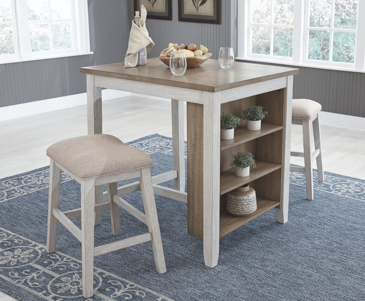 Ashley Bar and Game Room Skempton Counter Height Dining Table and Bar Stools (Set of 3) D394-113