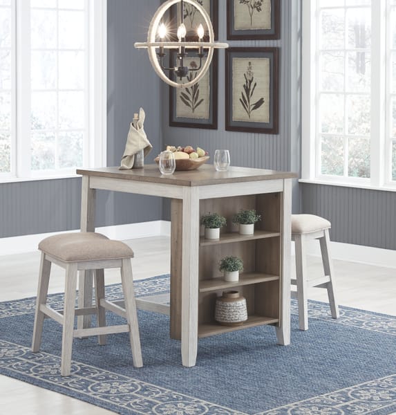 Ashley Bar and Game Room Skempton Counter Height Dining Table and Bar Stools (Set of 3) D394-113