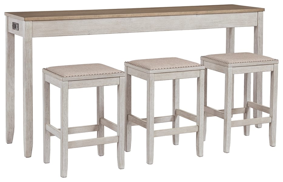 Ashley Bar and Game Room Skempton Counter Height Dining Table and 3 Bar Stools D394-223