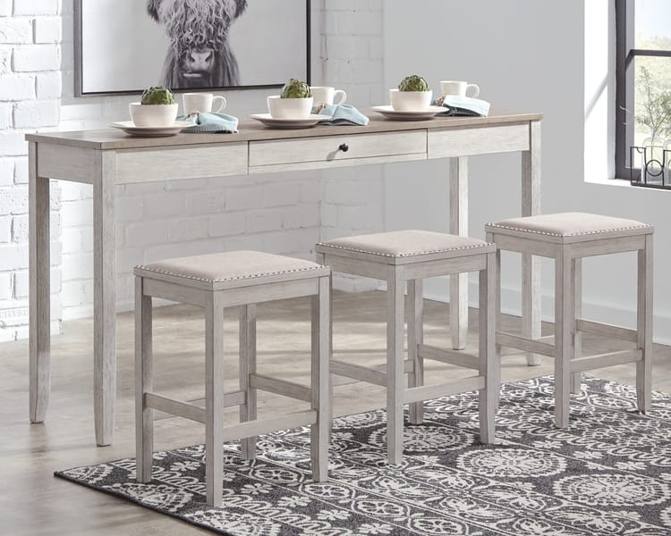 Ashley Bar and Game Room Skempton Counter Height Dining Table and 3 Bar Stools D394-223