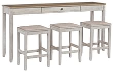 Ashley Bar and Game Room Skempton Counter Height Dining Table and 3 Bar Stools D394-223