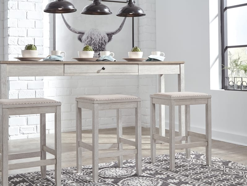 Ashley Bar and Game Room Skempton Counter Height Dining Table and 3 Bar Stools D394-223