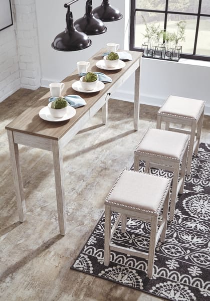 Ashley Bar and Game Room Skempton Counter Height Dining Table and 3 Bar Stools D394-223