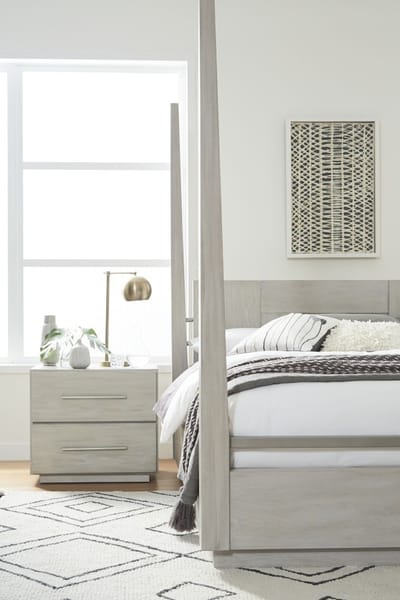 Modus Bedroom Destination Two Drawer Nightstand In Cotton Grey DEZ781