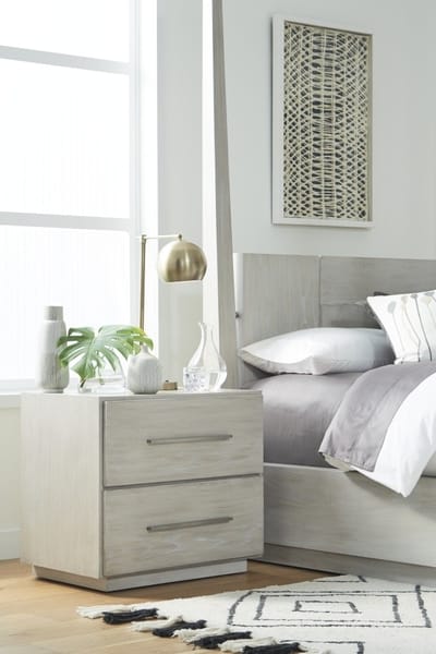 Modus Bedroom Destination Two Drawer Nightstand In Cotton Grey DEZ781