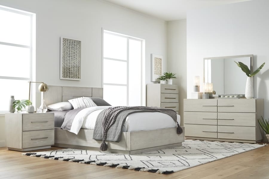 Modus Bedroom Destination Six Drawer Dresser In Cotton Grey DEZ782