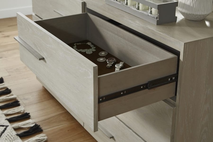 Modus Bedroom Destination Six Drawer Dresser In Cotton Grey DEZ782