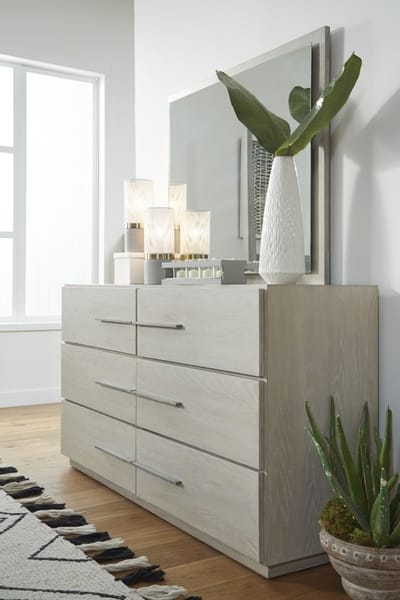 Modus Bedroom Destination Six Drawer Dresser In Cotton Grey DEZ782