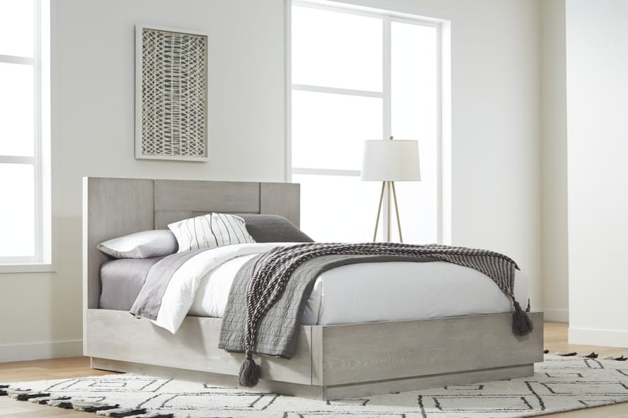 Modus Bedroom Destination Wood Panel Bed In Cotton Grey DEZ7H5