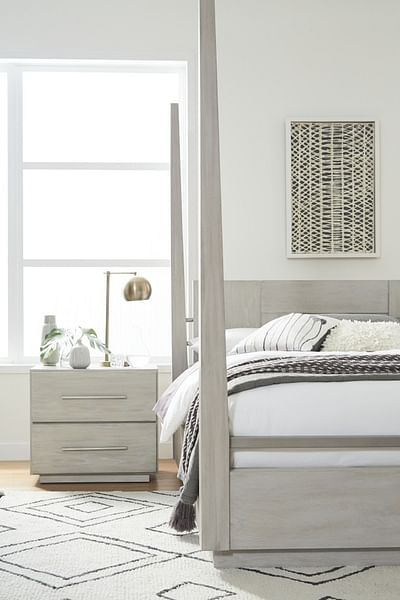 Modus Bedroom Destination Wood Poster Bed In Cotton Grey DEZ7J6