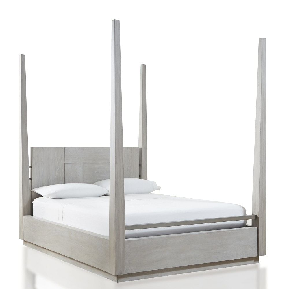 Modus Bedroom Destination Wood Poster Bed In Cotton Grey DEZ7J6