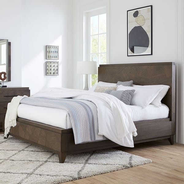 Modus Bedroom Broderick Wood Panel Bed In Wild Oats Brown EQY6A5