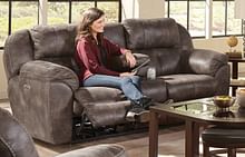 Catnapper Furniture Living Room Ferrington Power Reclining Console Loveseat with Adjusting Headrest 61899