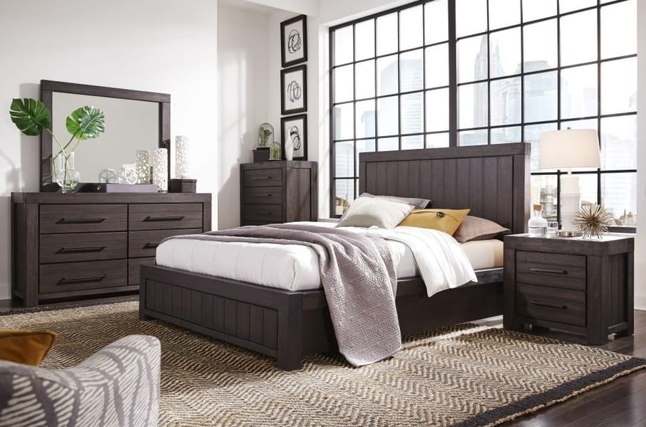 Modus Bedroom Heath Wood Platform Bed In Basalt Grey 3H57F4