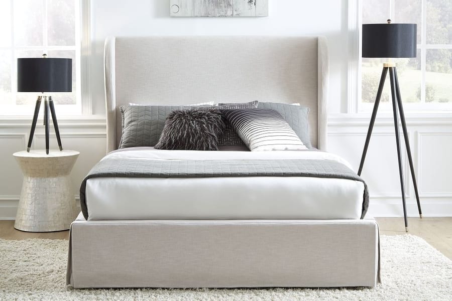 Modus Bedroom Hera Skirted Footboard Storage Panel Bed In Oatmeal CB96J61
