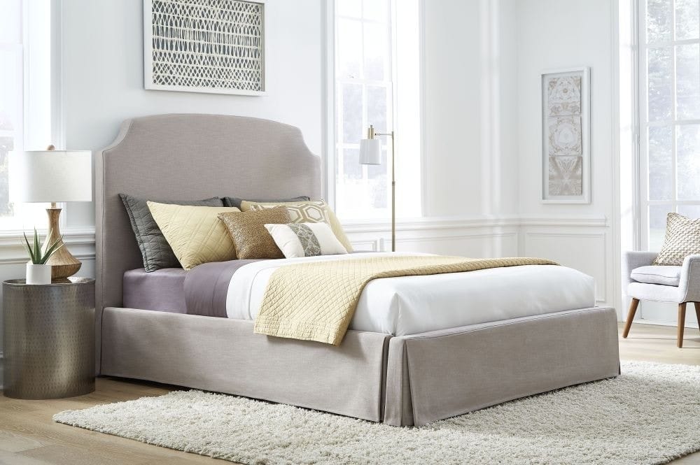 Modus Bedroom Laurel Upholsteredskirted Panel Bed In Wheat CBC3H65