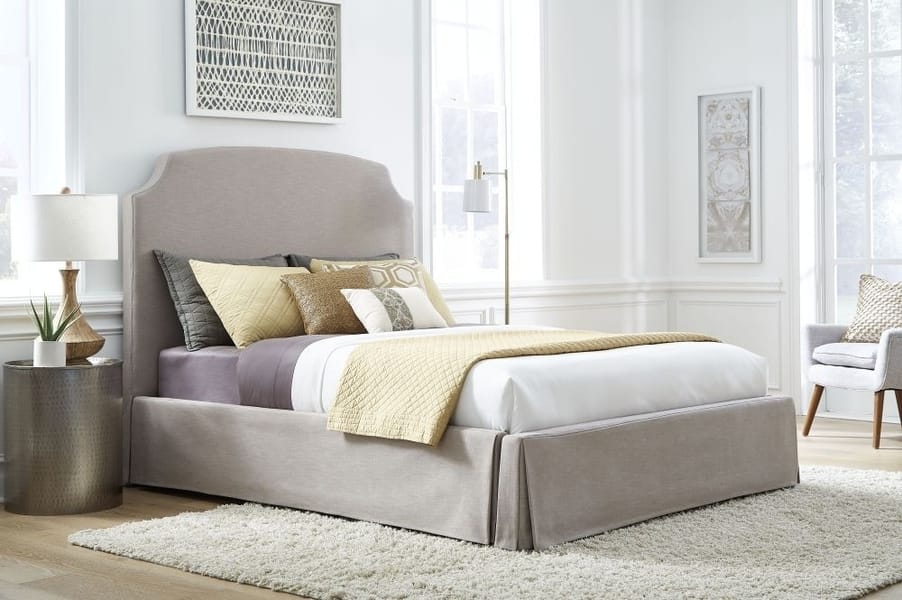 Modus Bedroom Laurel Upholsteredskirted Storage Panel Bed In Wheat CBC3J75
