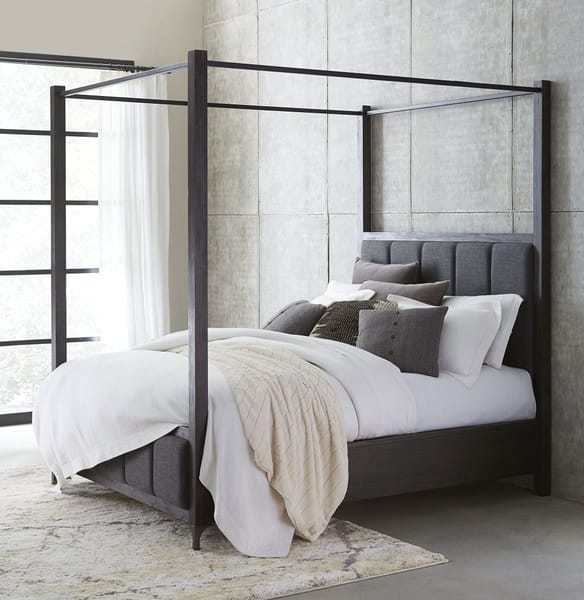 Modus Bedroom Lucerne Upholstered Canopy Bed In Vintage Coffee 5NL2B7