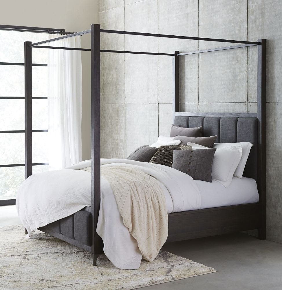 Modus Bedroom Lucerne Upholstered Canopy Bed In Vintage Coffee 5NL2B7