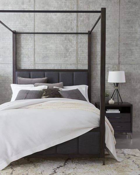 Modus Bedroom Lucerne Upholstered Canopy Bed In Vintage Coffee 5NL2B7