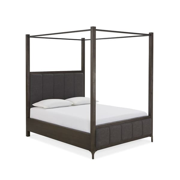 Modus Bedroom Lucerne Upholstered Canopy Bed In Vintage Coffee 5NL2B7