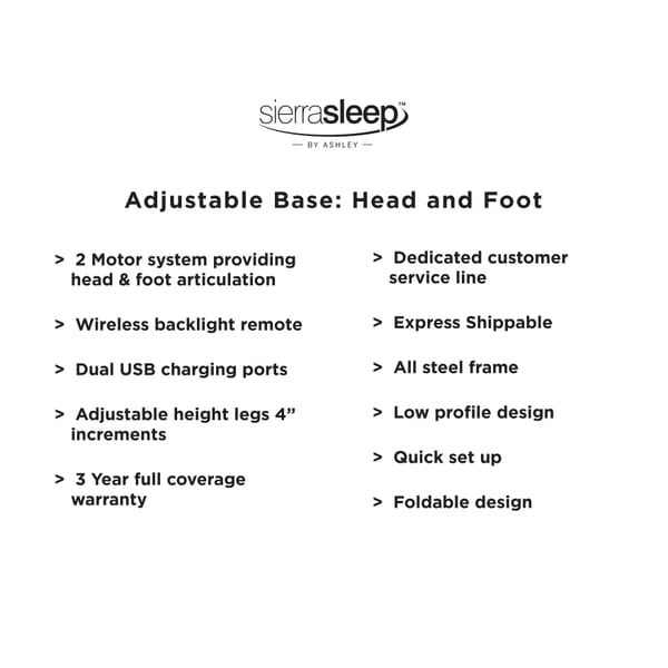 Ashley Sleep Mattresses Head-Foot Model-Good Queen Adjustable Base M9X732