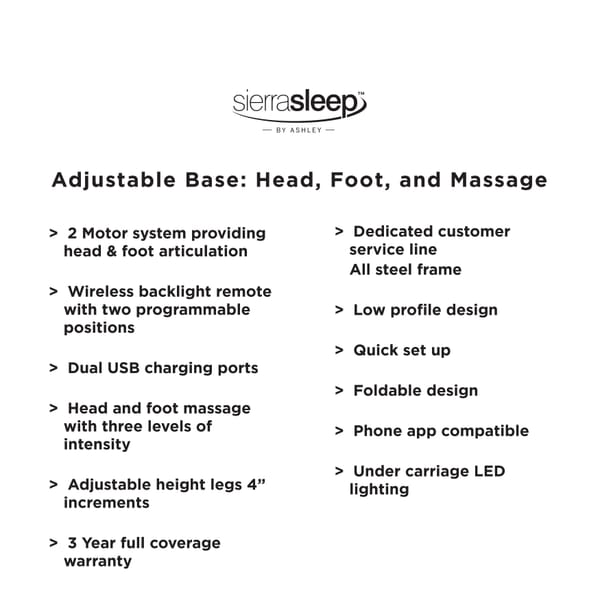 Ashley Sleep Mattresses Head-Foot Model Better Queen Adjustable Base M9X832