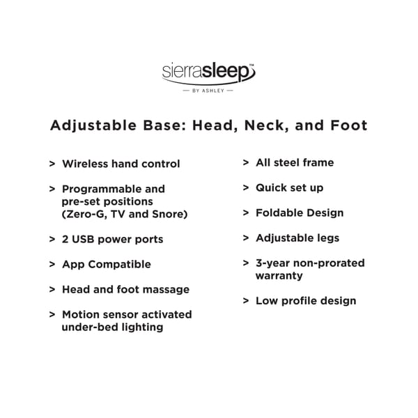 Ashley Sleep Mattresses Head-Foot Model Best California King Adjustable Base M9X952