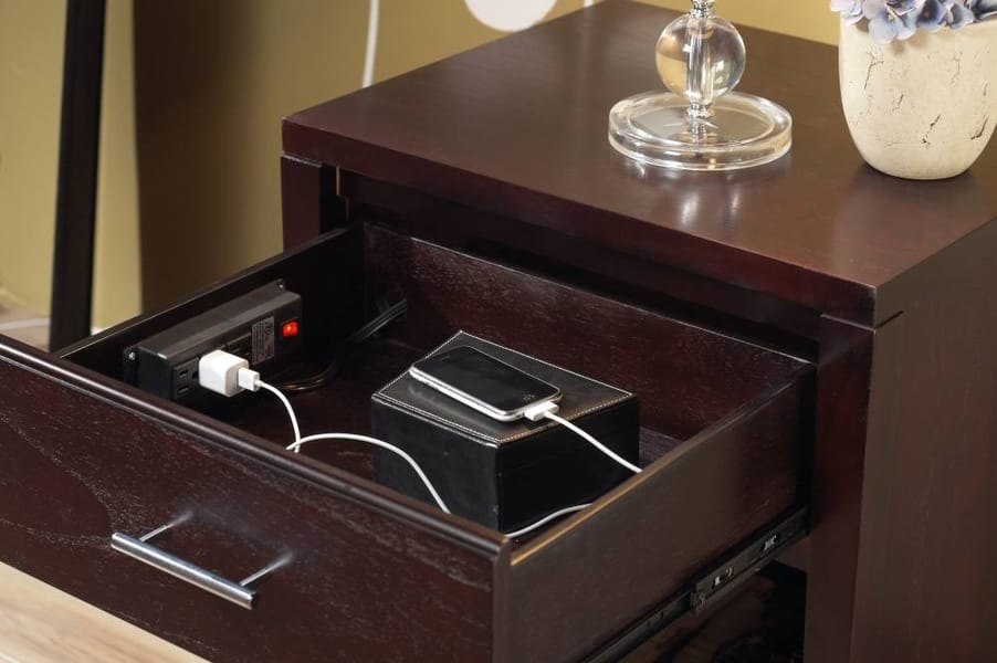 Modus Bedroom Nevis Charging Station Nightstand In Espresso NV2381P