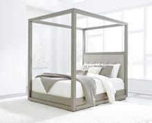 Modus Bedroom Oxford Upholstered Canopy Bed In Mineral AZBXH5