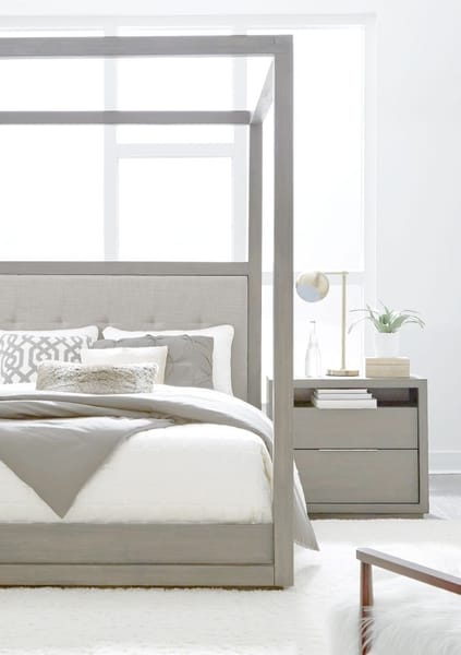 Modus Bedroom Oxford Upholstered Canopy Bed In Mineral AZBXH5