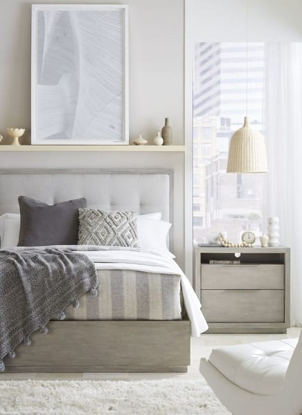 Modus Bedroom Oxford Upholstered Platform Bed In Mineral AZBXF4