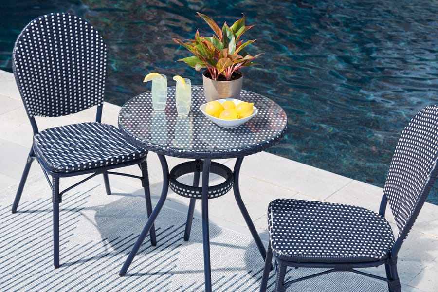 Ashley Outdoor/Patio Odyssey Blue Outdoor Table and Chairs (Set of 3) P216-050