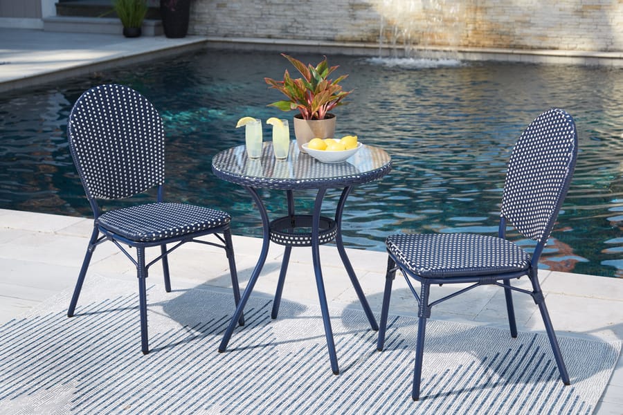 Ashley Outdoor/Patio Odyssey Blue Outdoor Table and Chairs (Set of 3) P216-050