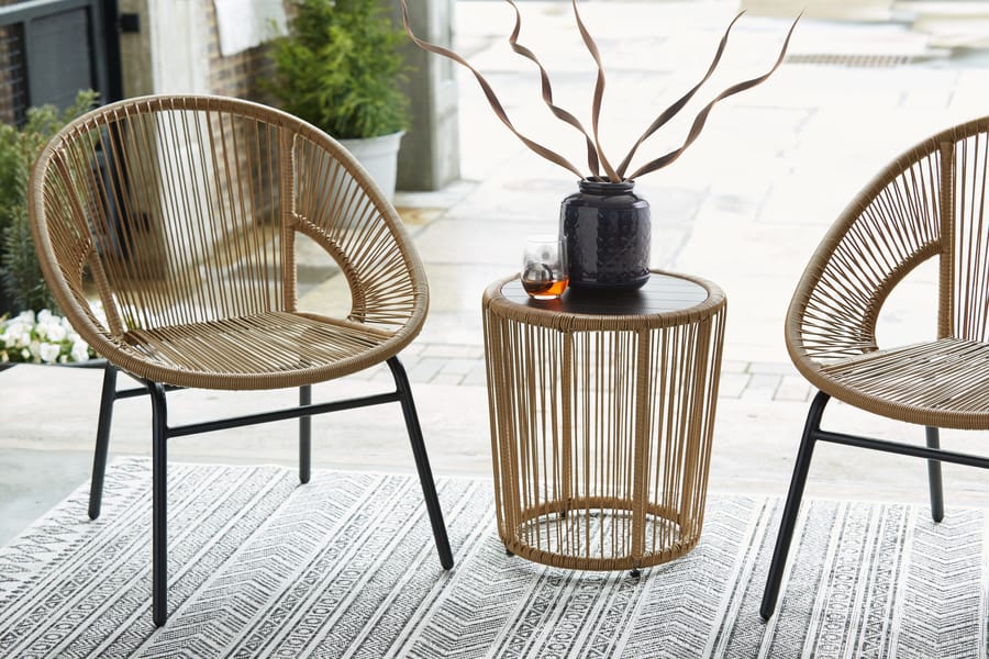 Ashley Outdoor/Patio Mandarin Cape Outdoor Chairs with Table Set (Set of 3) P312-047
