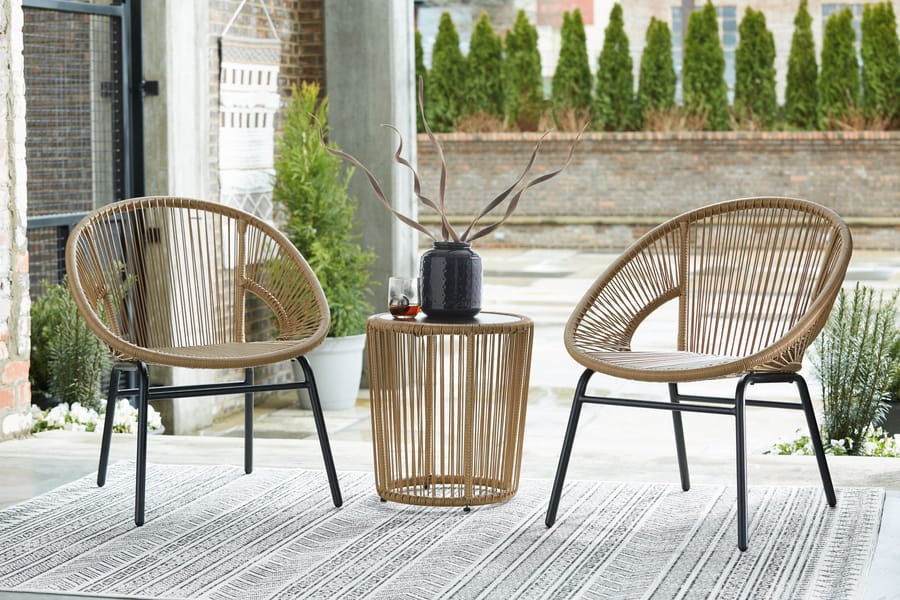Ashley Outdoor/Patio Mandarin Cape Outdoor Chairs with Table Set (Set of 3) P312-047