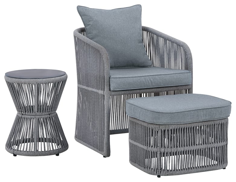 Ashley Outdoor/Patio Coast Island Outdoor Chair with Ottoman and Side Table P313-046